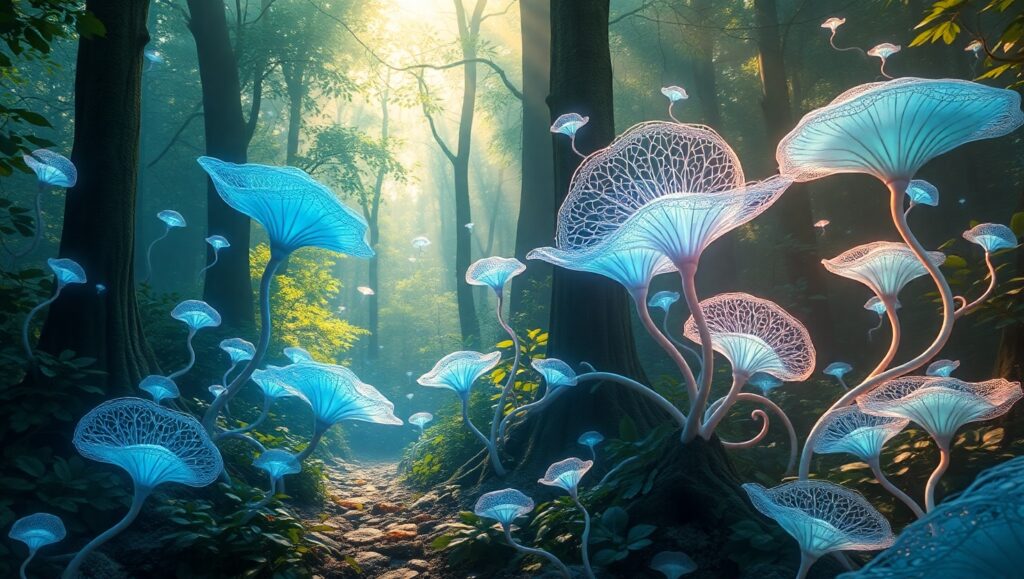 Surreal Biomorphic Forest Landscape – free AI stock image