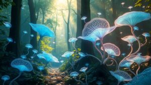 Surreal Biomorphic Forest Landscape – free AI stock image