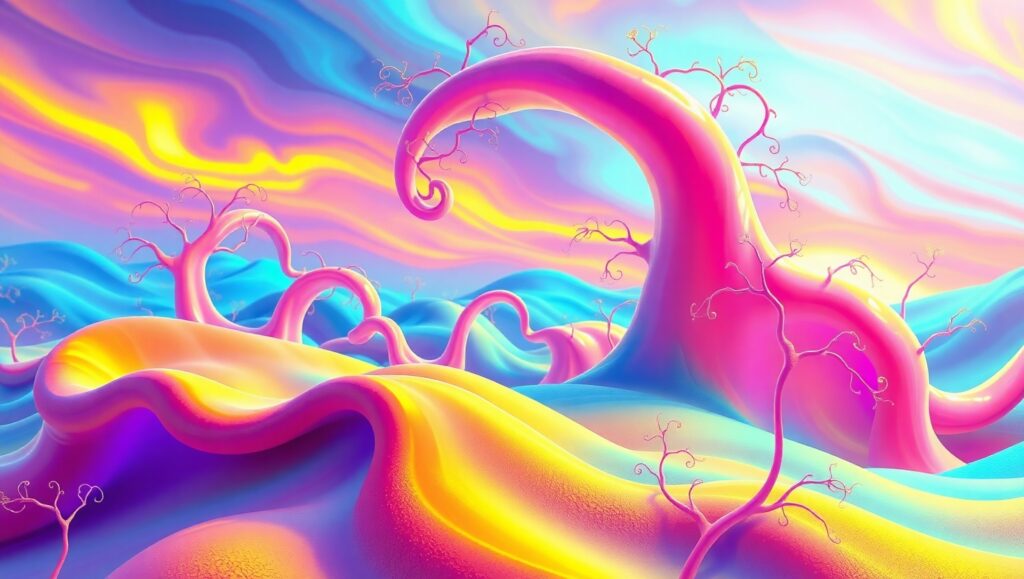 Surreal Biomorphic Landscape Exploration – free AI stock image