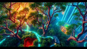 Surreal Cityscape Overhead – free AI stock image