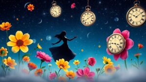 Surreal Dance of Time and Nature – free AI stock image