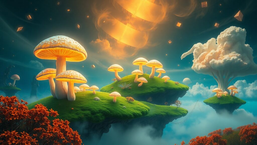 Surreal Floating Islands Adventure – free AI stock image