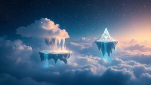 Surreal Floating Islands at Night – free AI stock image