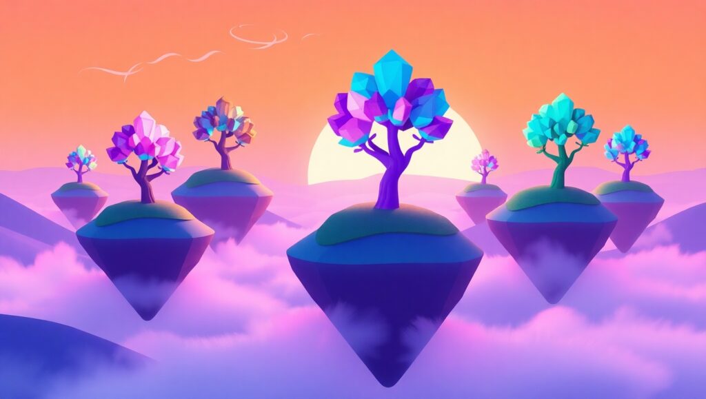 Surreal Floating Islands Landscape – free AI stock image