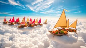Surreal Floating Market in – free AI stock image