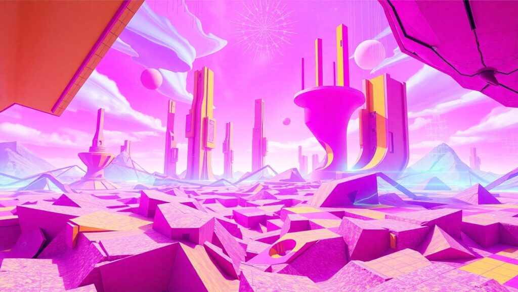 Surreal Glitch Landscape – free AI stock image