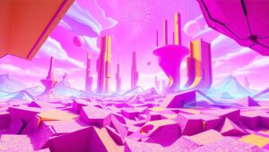 Surreal Glitch Landscape – free AI stock image