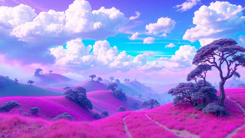 Surreal Glitch Landscape Delight – free AI stock image