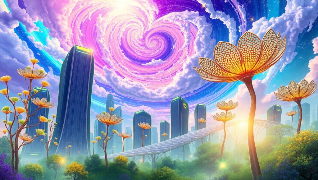 Surreal Harmony of Nature and Tech – free AI stock image