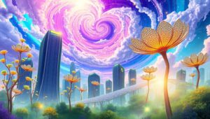 Surreal Harmony of Nature and Tech – free AI stock image
