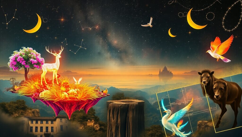 Surreal Nightscape Collage – free AI stock image