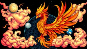 Surreal Phoenix Tattoo Design – free AI stock image