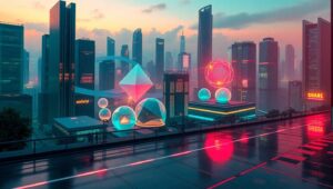 Surreal Twilight Cityscape – free AI stock image