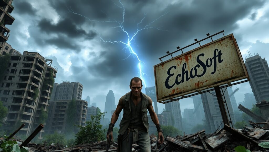 Survivor’s Journey Through Ruins – free AI stock image
