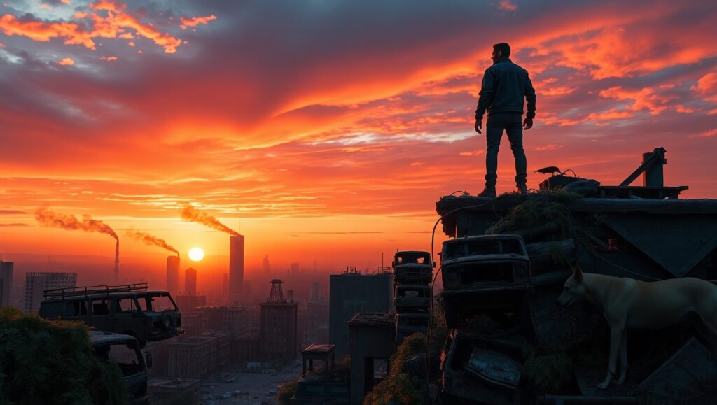 Survivor’s View in a Fallen City – free AI stock image