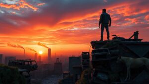 Survivor’s View in a Fallen City – free AI stock image