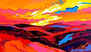Swirling Colors of Sunset Hills – free AI stock image