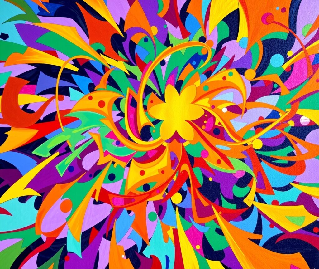 Swirls of Colorful Geometric Shapes – free AI stock image
