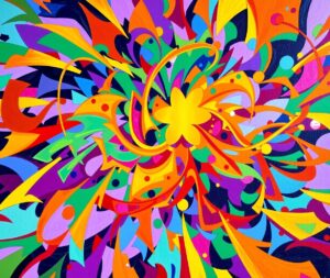 Swirls of Colorful Geometric Shapes – free AI stock image