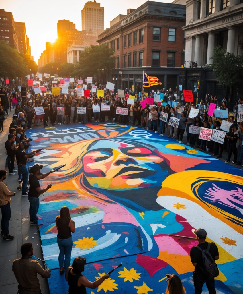 The Artist’s Protest: A Canvas of Change – free AI stock image