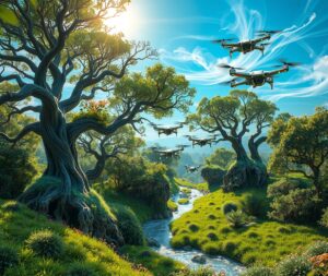 The Fusion of Nature and Digital Innovation – free AI stock image