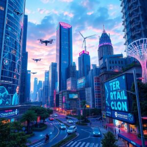 The Future of Connectivity in Urban Landscapes – free AI stock image