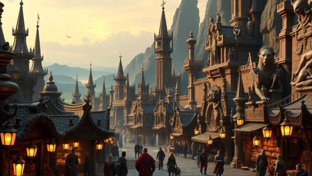 The Golden City of Bronze Legends – free AI stock image