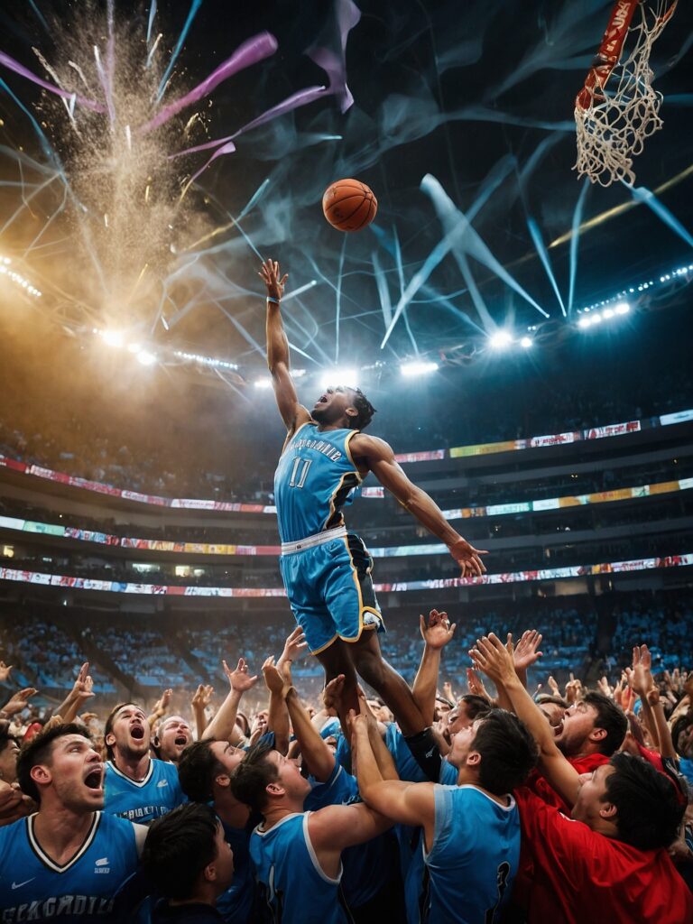 A Thrilling Basketball Game in Action – free AI stock image
