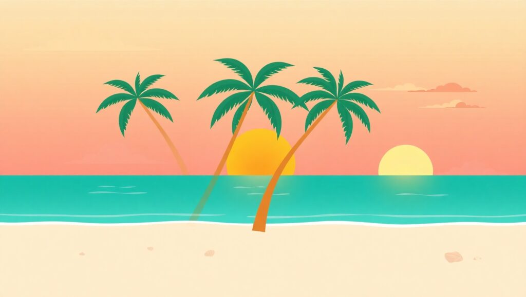 Tranquil Beach at Sunset – free AI stock image