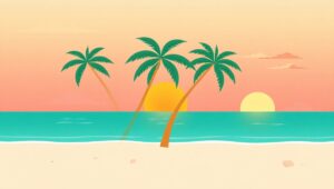 Tranquil Beach at Sunset – free AI stock image