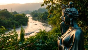 Tranquil Bronze Serenity in Nature – free AI stock image