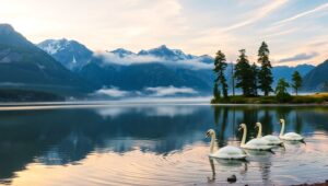 Tranquil Dawn Landscape – free AI stock image