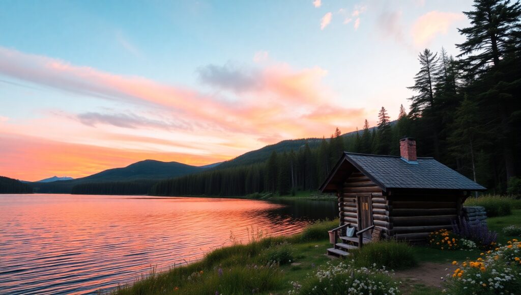 Tranquil Dusk by the Lake – free AI stock image