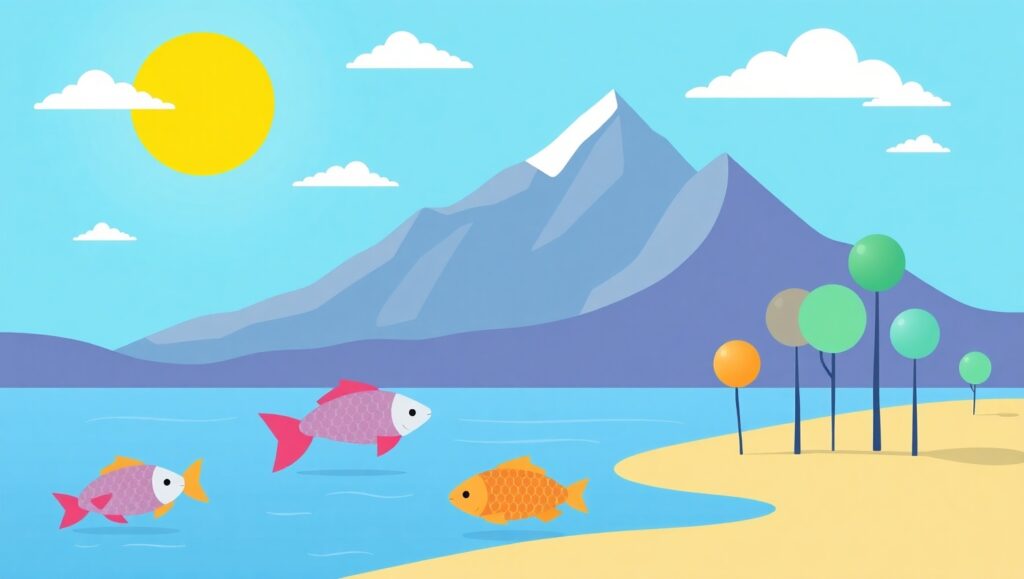 Tranquil Flat Design Landscape – free AI stock image