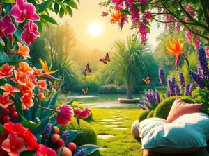 A Tranquil Garden of Wellness and Health – free AI stock image