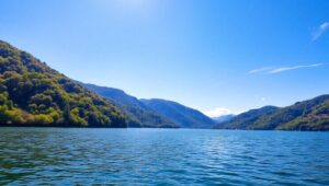 Tranquil Lake in Mountain Landscape – free AI stock image