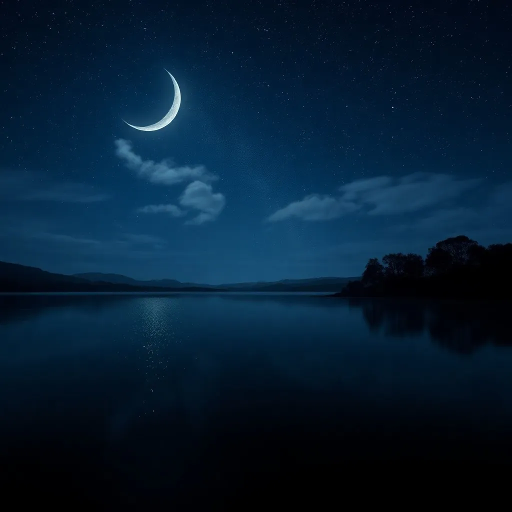 Tranquil Lake Reflecting a Midnight Sky