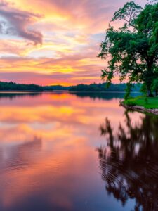 Tranquil Lake Reflecting the Sky – free AI stock image