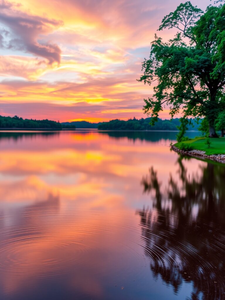 Tranquil Lake Reflecting the Sky – free AI stock image
