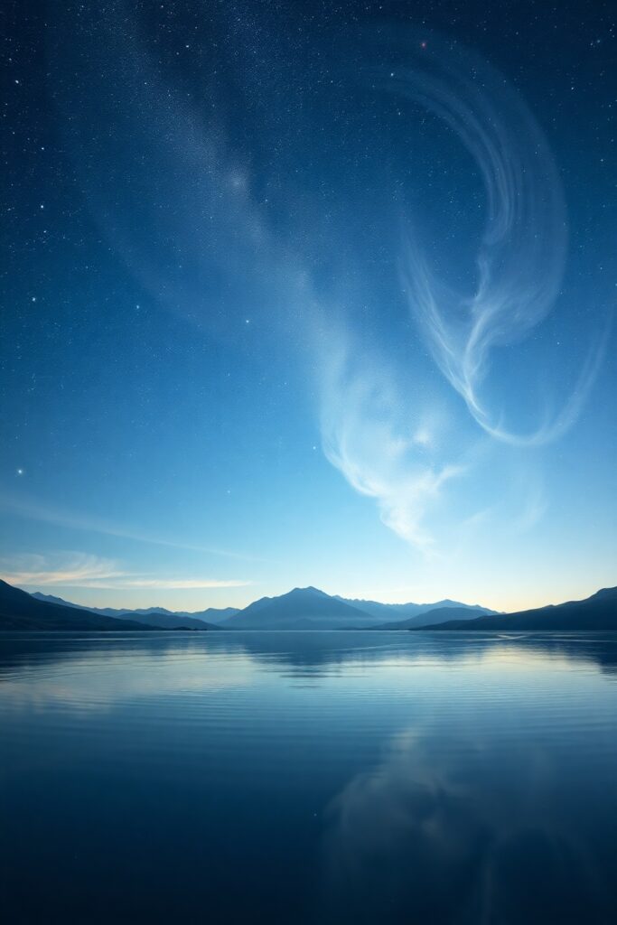 Tranquil Lake Under a Starry Sky – free AI stock image