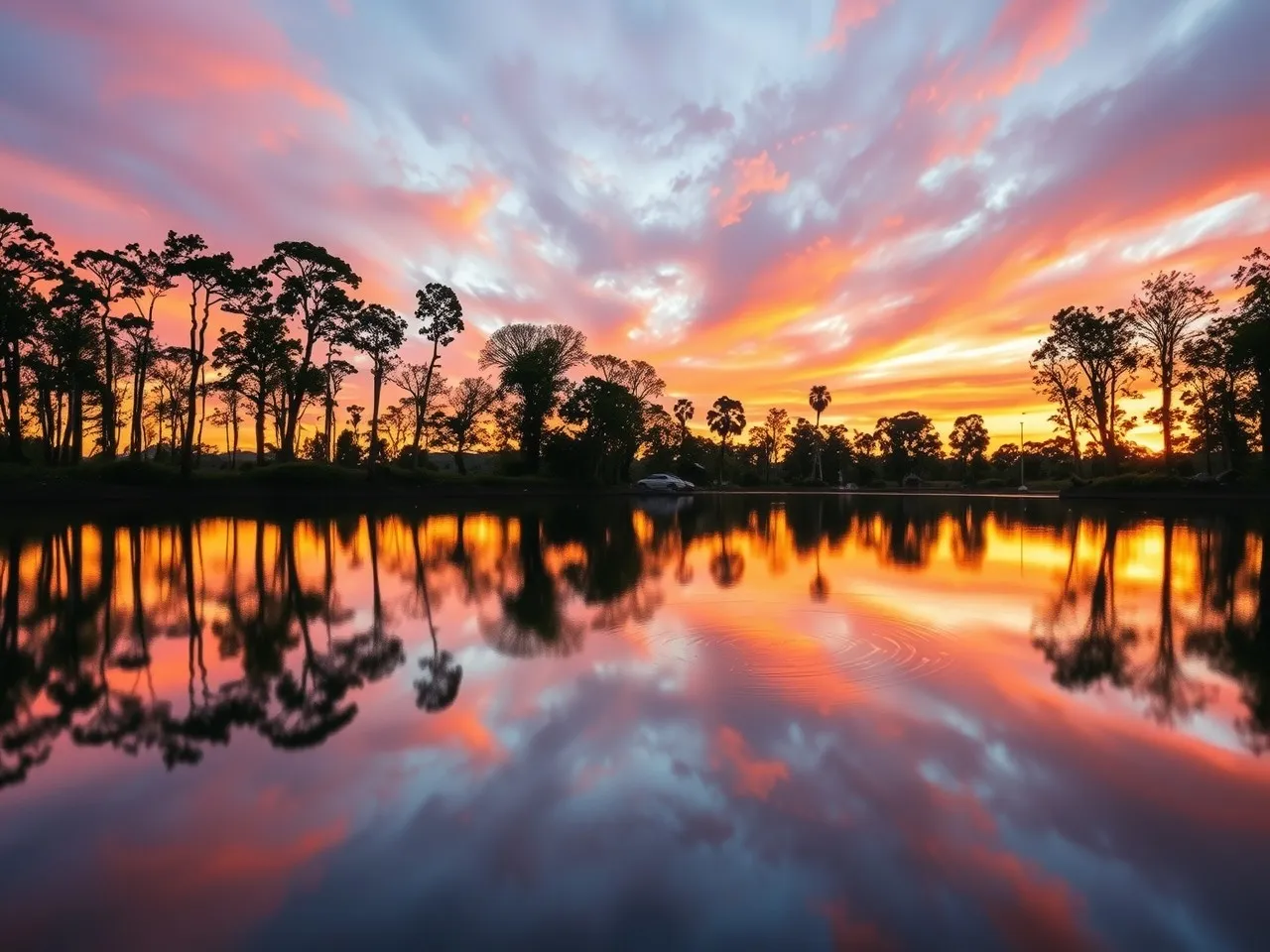 Tranquil Lake with Its Mirror-like Surface
