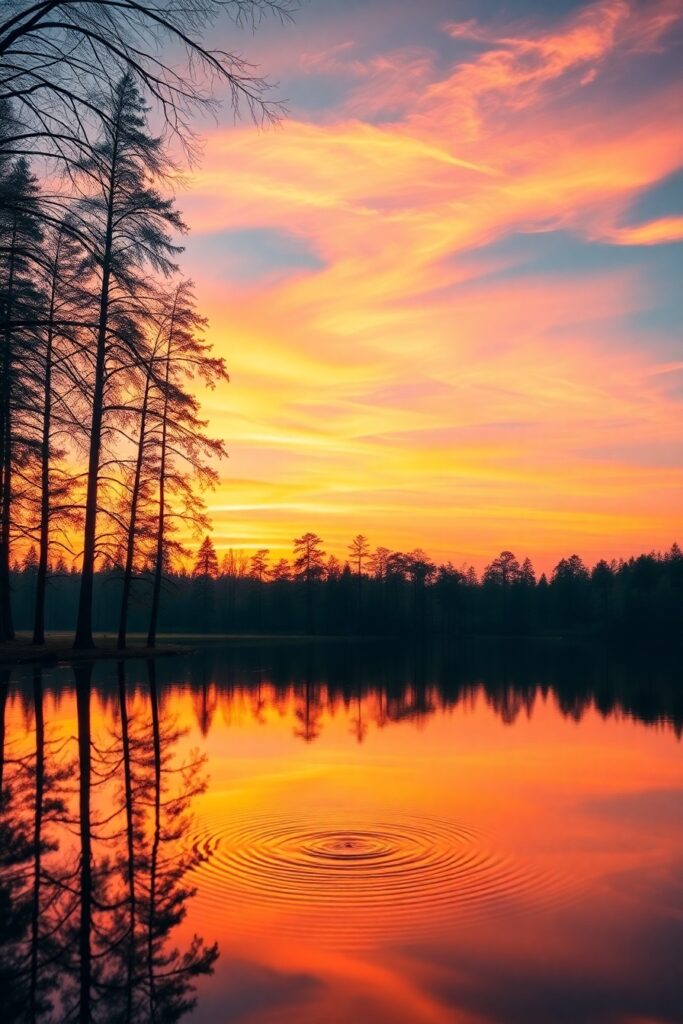 Tranquil Lake with Perfect Reflections – free AI stock image