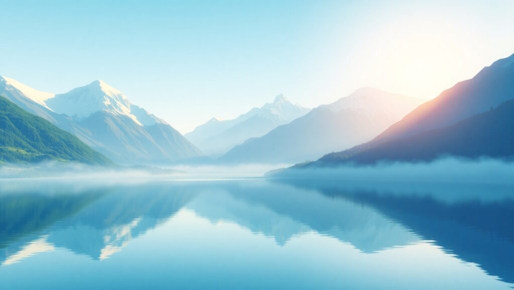 Tranquil Low-Poly Mountain Lake – free AI stock image
