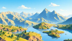 Tranquil Low-Poly Mountain Landscape – free AI stock image