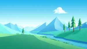 Tranquil Low-Poly Mountain Scenery – free AI stock image