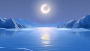Tranquil Low-Poly Nightscape – free AI stock image