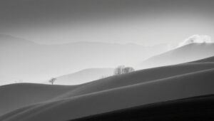 Tranquil Monochrome Landscape Scene – free AI stock image