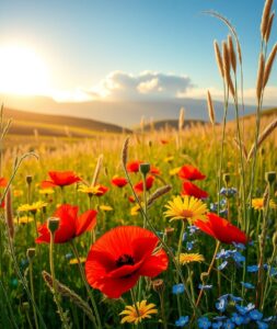 Tranquil Morning in a Flowering Meadow – free AI stock image