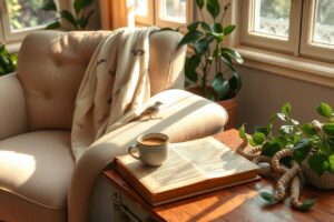 Tranquil Morning Routine with Coffee and Books – free AI stock image