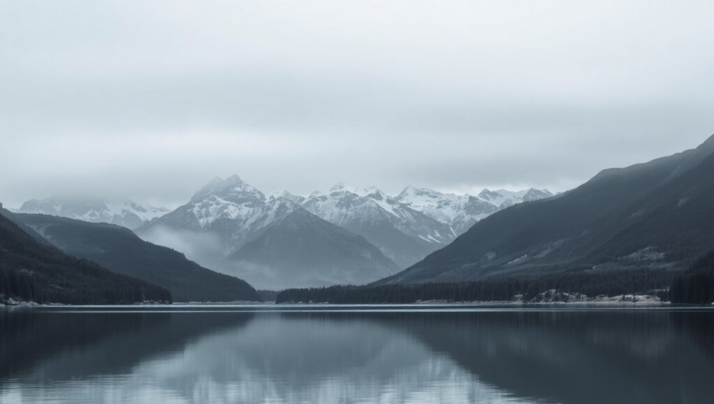 Tranquil Mountains in Duotone – free AI stock image